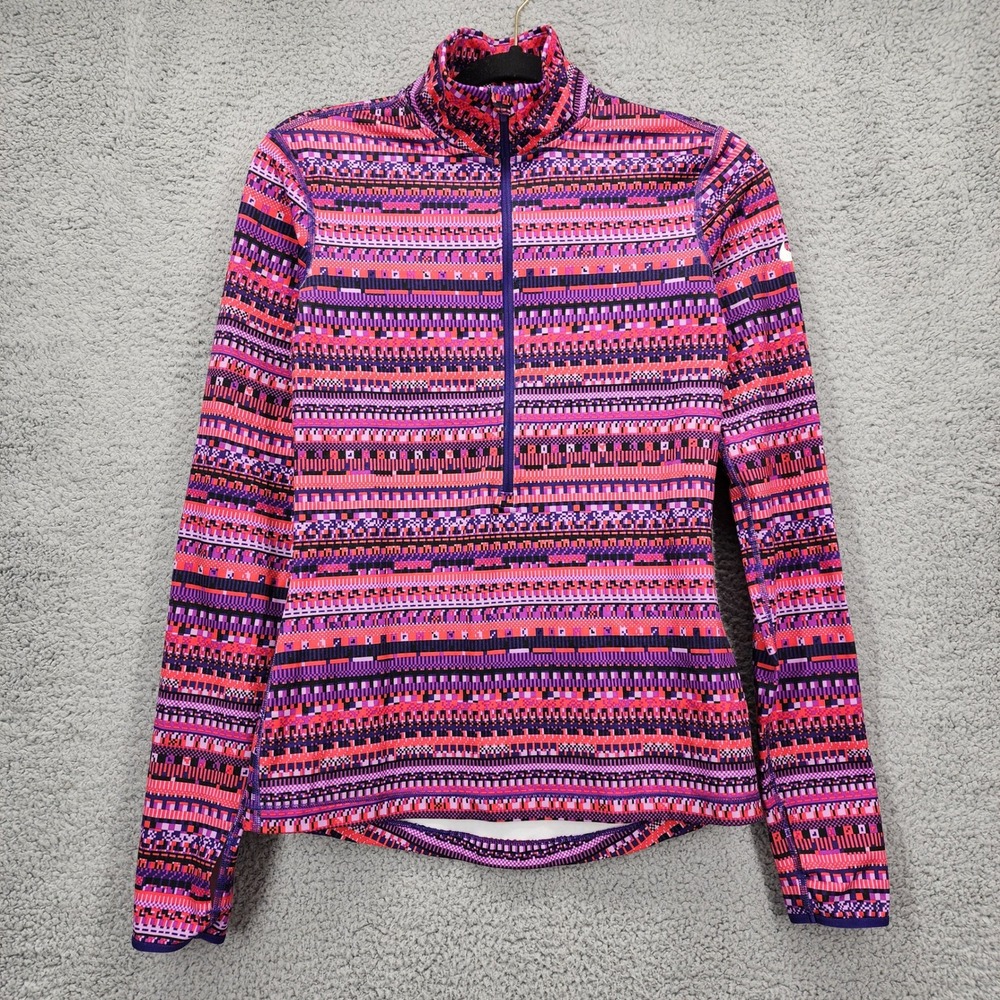 Nike Pro Dri-FIT Womens Small Quarter Zip Pullover Pink Purple Geometric Pattern